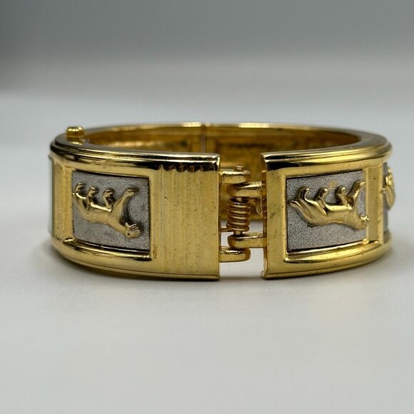 Collezio Watch Women Gold Silver Two Tone Panther Bangle Band New Battery 7" - Picture 6 of 13